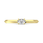 14K Yellow Gold Lab Grown Diamond 1/4 ct. tw. Oval Shape Promise Ring, side profile view showing the band