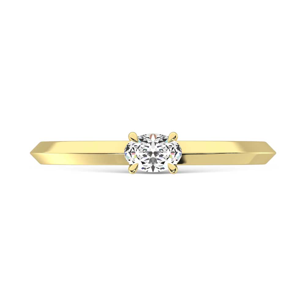 14K Yellow Gold Lab Grown Diamond 1/4 ct. tw. Oval Shape Promise Ring, side profile view showing the band