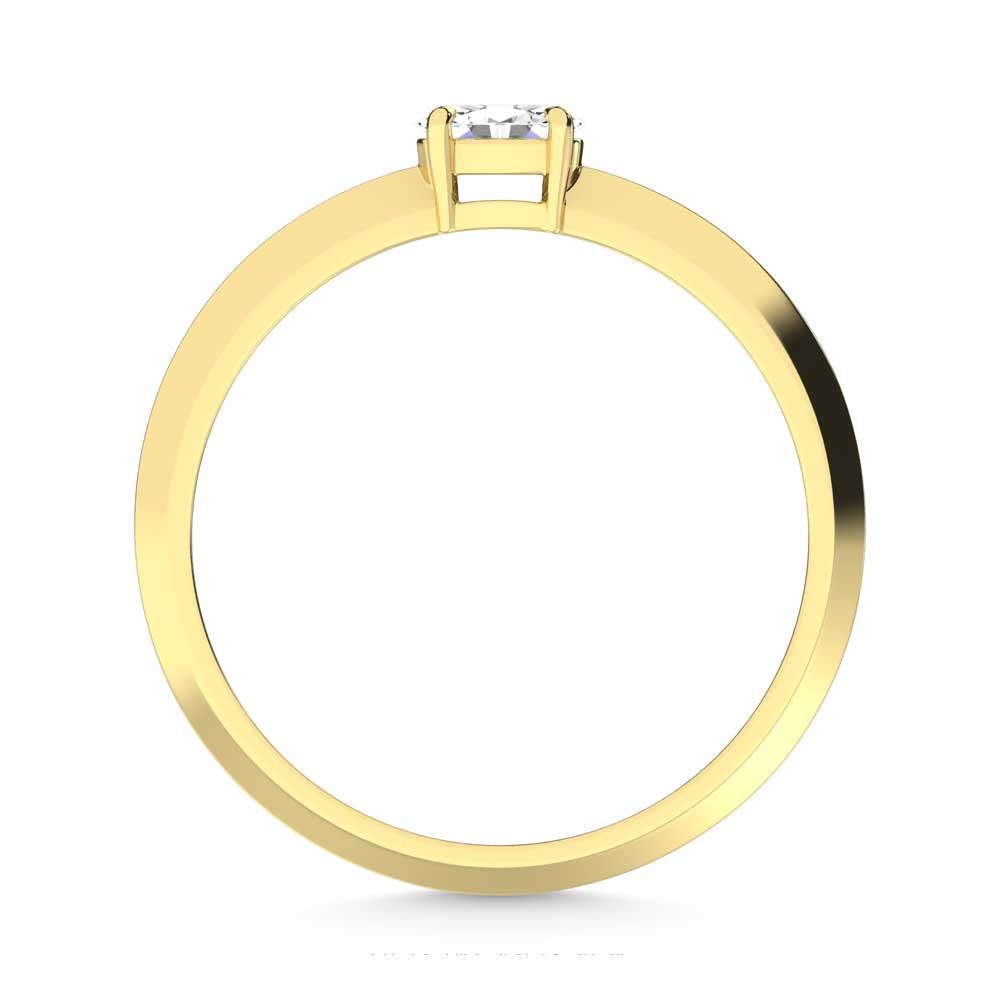 14K Yellow Gold Lab Grown Diamond 1/4 ct. tw. Oval Shape Promise Ring, close-up of the diamond setting