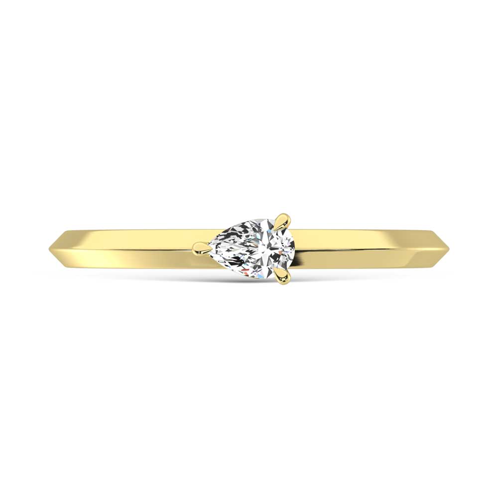 14K Yellow Gold Lab Grown Diamond 1/4 ct. tw. Pear Shape Promise Ring, side profile view showing the band