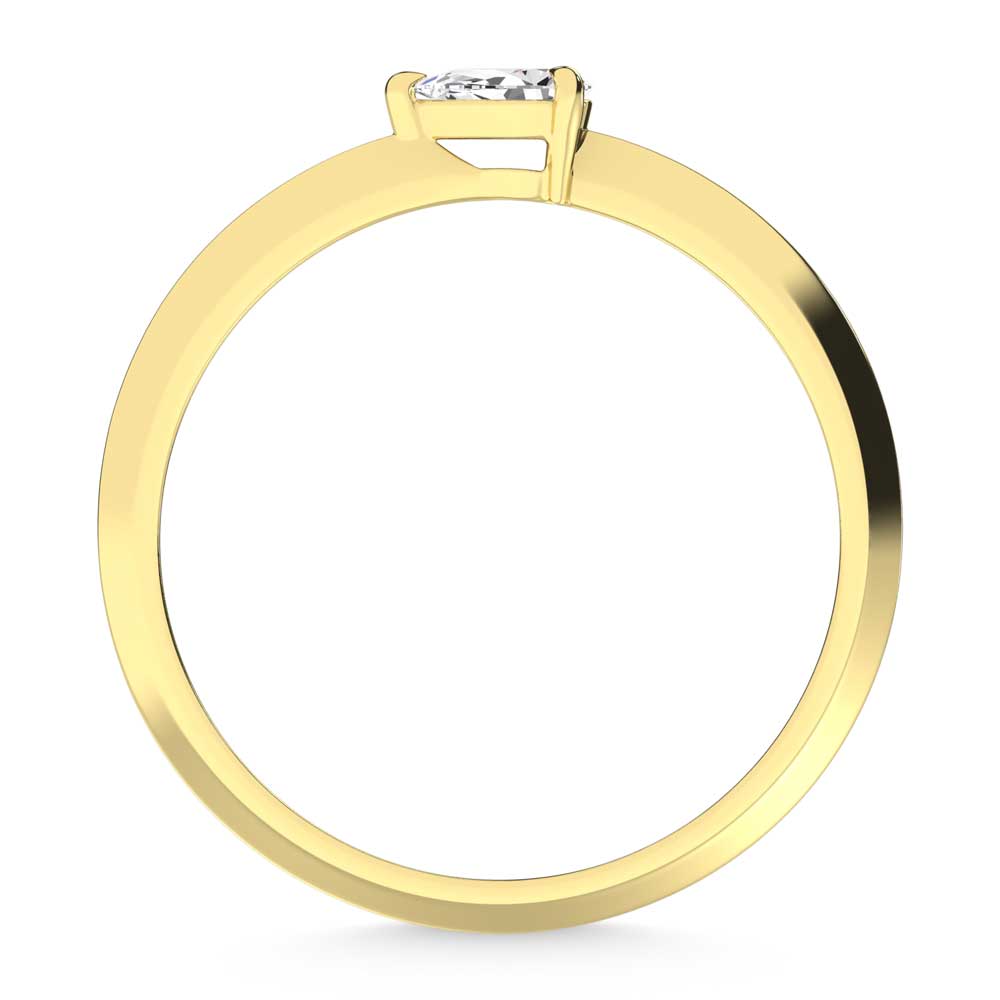 14K Yellow Gold Lab Grown Diamond 1/4 ct. tw. Pear Shape Promise Ring, close-up of the diamond setting