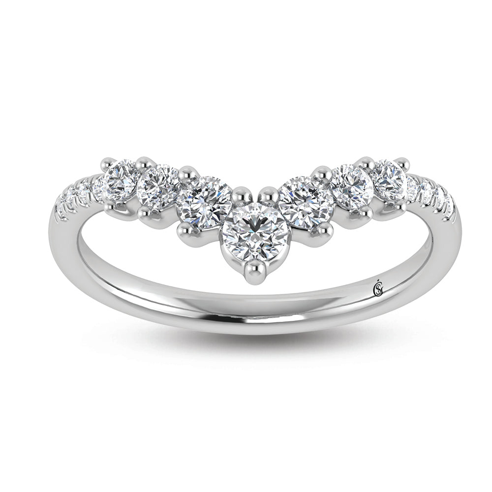 14K White Gold Lab Grown Diamond 3/8 Ct.Tw. Chevron Band