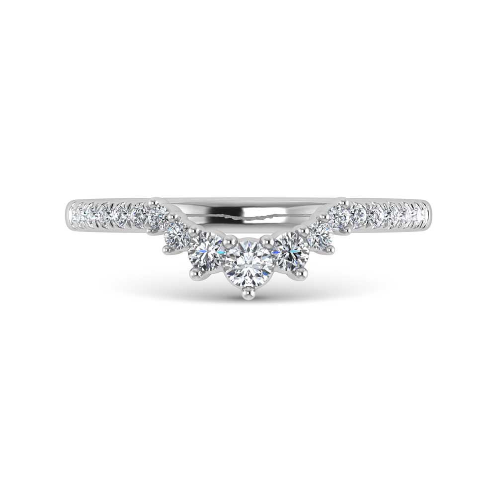 14K White Gold Lab Grown Diamond 1/4 ct. tw. Chevron Band, side profile view showing the band