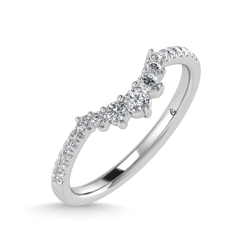14K White Gold Lab Grown Diamond 1/4 ct. tw. Chevron Band, top view of the diamonds