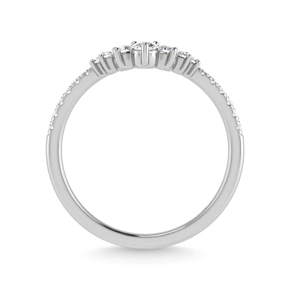 14K White Gold Lab Grown Diamond 1/4 ct. tw. Chevron Band, close-up of the diamond setting