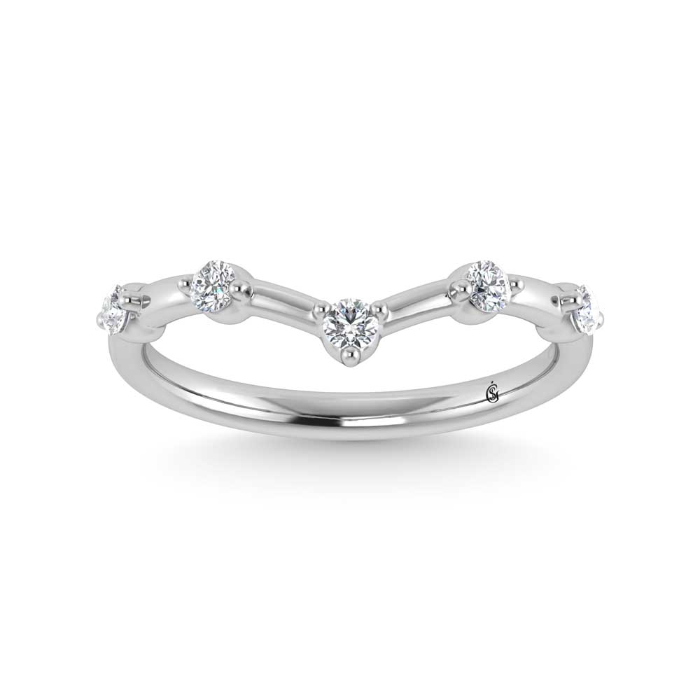 14K White Gold Lab Grown Diamond 1/6 ct. tw. Chevron Band | Picasso Gold & Diamond