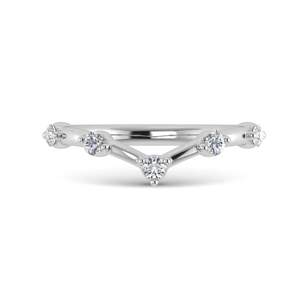 14K White Gold Lab Grown Diamond 1/6 ct. tw. Chevron Band, side profile view showing the band