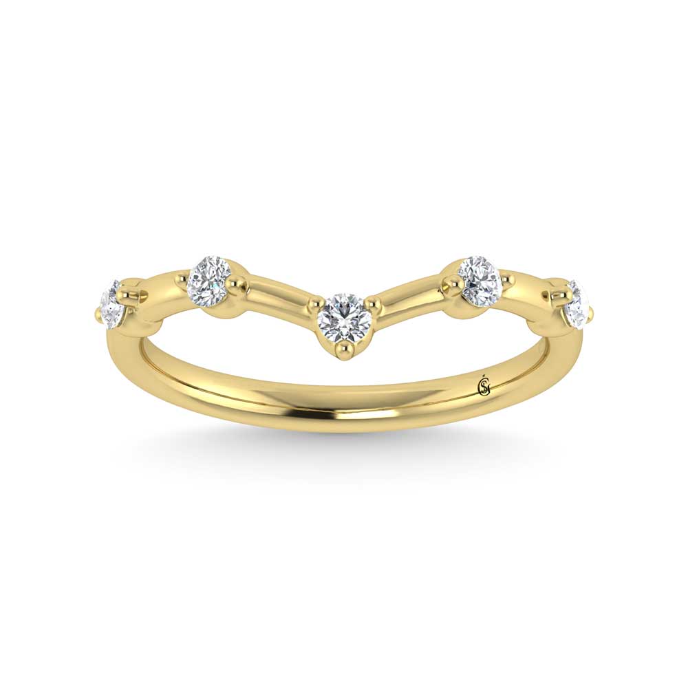 14K Yellow Gold Lab Grown Diamond 1/6 ct. tw. Chevron Band | Picasso Gold & Diamond