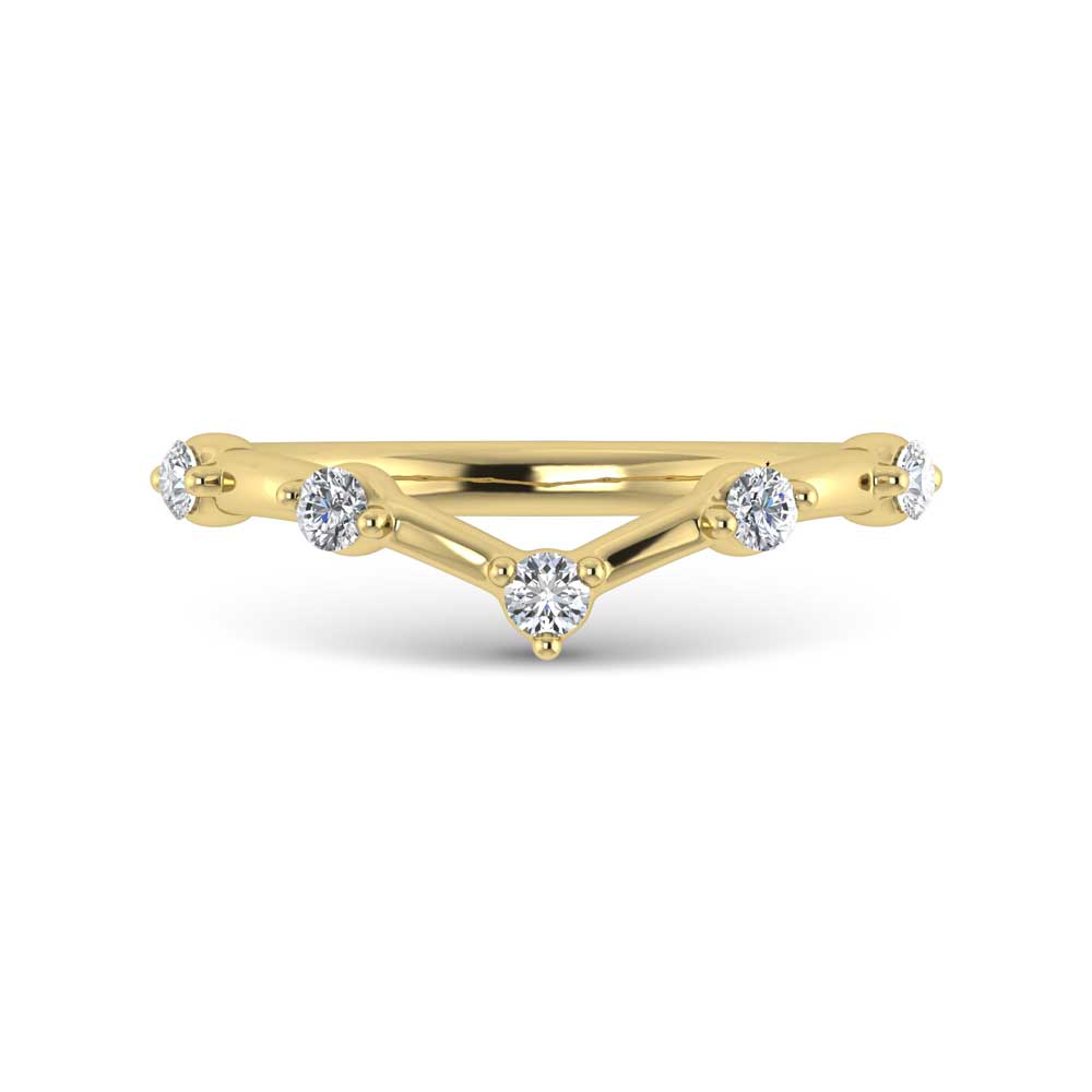 14K Yellow Gold Lab Grown Diamond 1/6 ct. tw. Chevron Band, side profile view showing the band