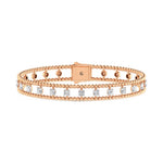 Handcrafted 14k Rose Gold diamond bangle, showcasing 1.3 CTW lab grown diamond, in a round cut, close-up detail shot | Picasso Gold & Diamond Jewelry.