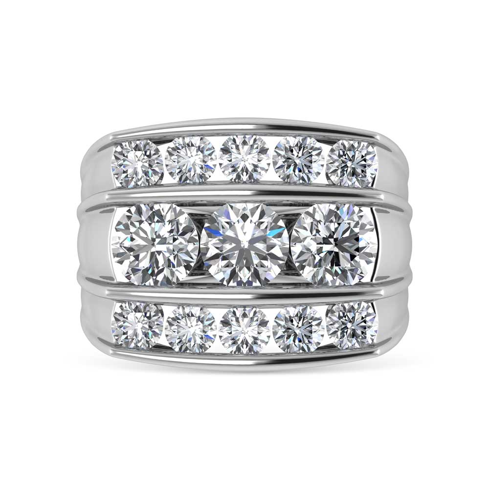 14K White Gold Lab Grown Diamond 5 ct. tw. Men's Fashion Ring, detailed angle view