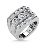 14K White Gold Lab Grown Diamond 5 ct. tw. Men's Fashion Ring, top view of the diamonds