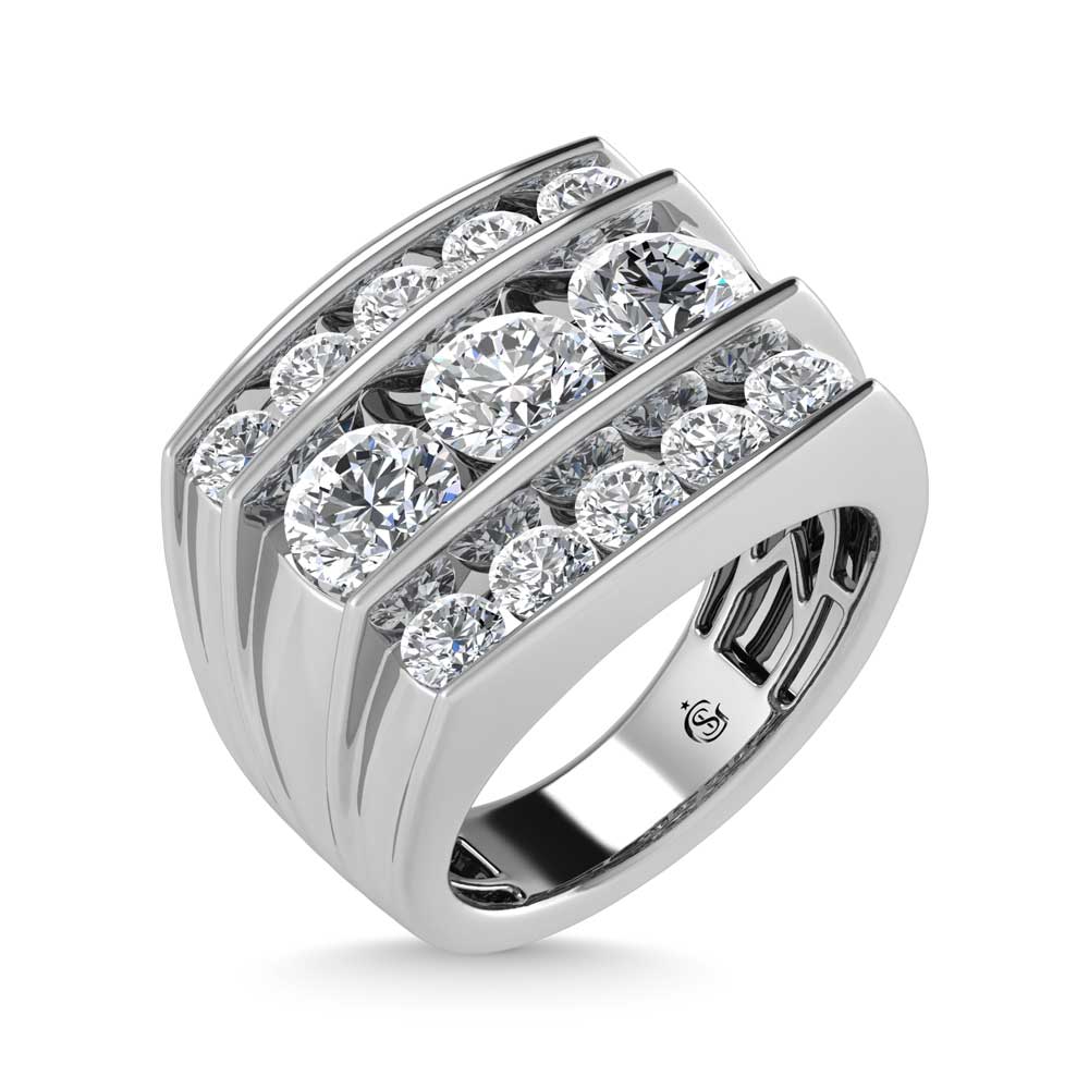 14K White Gold Lab Grown Diamond 5 ct. tw. Men's Fashion Ring, top view of the diamonds
