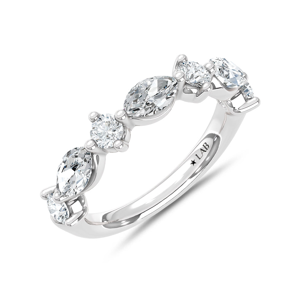 14K White Gold Lab Grown Diamond 1/2 ct. tw. Stackable Band, top view of the diamonds