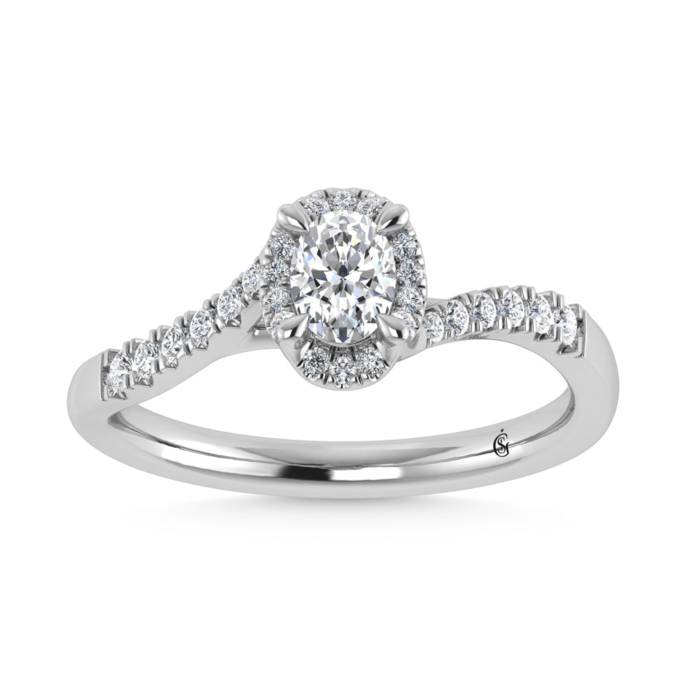 10K White Gold Lab Grown Diamond 1/2 Ct.Tw. Engagement Ring