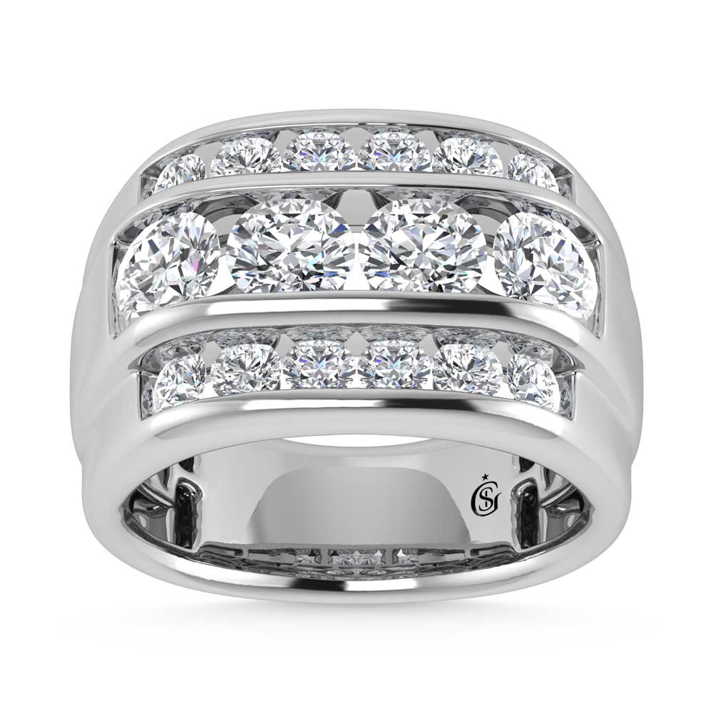 14K White Gold 5 ct. tw. Lab Grown Diamond Channel Set Men's Ring | Picasso Gold & Diamond