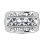 14K White Gold 5 ct. tw. Lab Grown Diamond Channel Set Men's Ring, detailed angle view