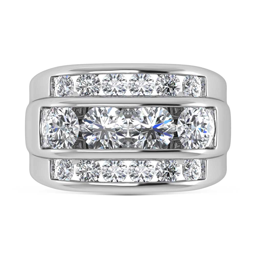 14K White Gold 5 ct. tw. Lab Grown Diamond Channel Set Men's Ring, detailed angle view