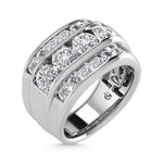 14K White Gold 5 ct. tw. Lab Grown Diamond Channel Set Men's Ring, top view of the diamonds