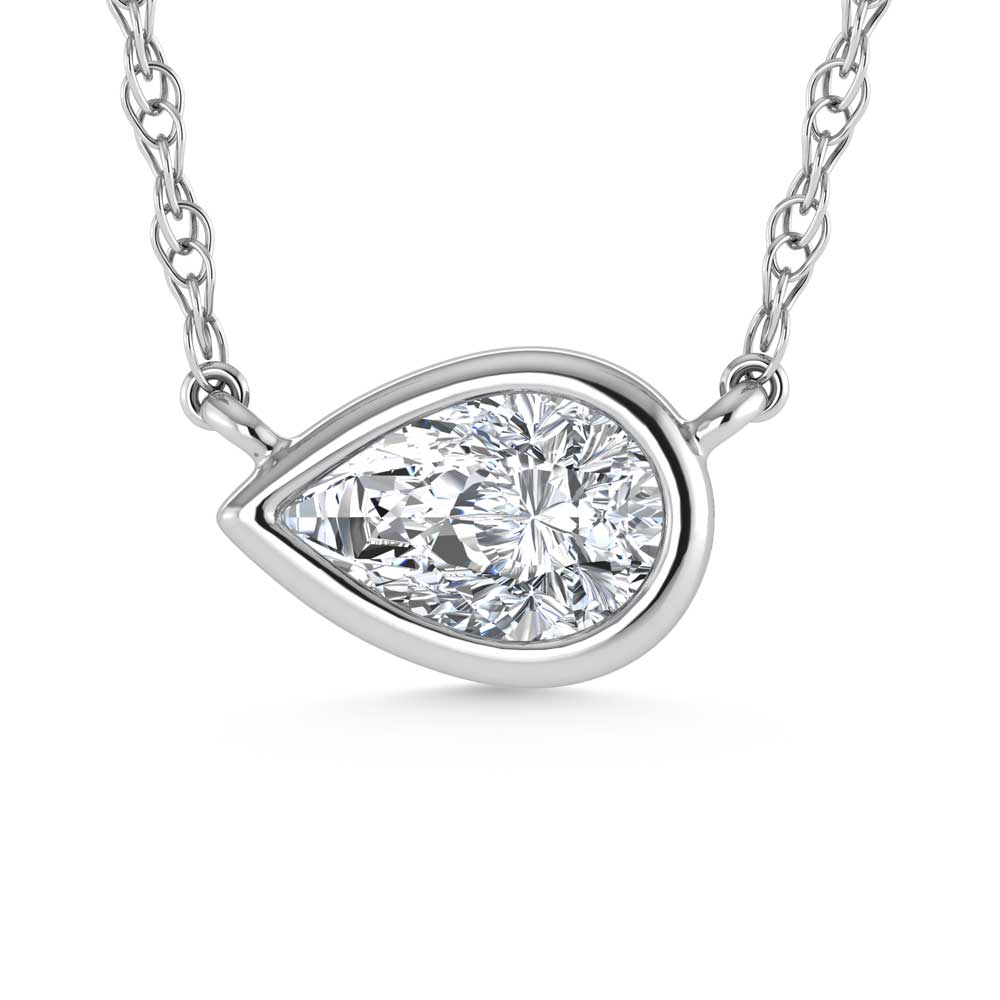 14K White Gold Lab Grown Diamond 1/2 Ct.Tw. Pear Shape Solitaire Necklace - 16 inches  Picasso Gold & Diamond Jewelry