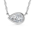 14K White Gold Lab Grown Diamond 1/2 Ct.Tw. Pear Shape Solitaire Necklace - 16 inches  Picasso Gold & Diamond Jewelry