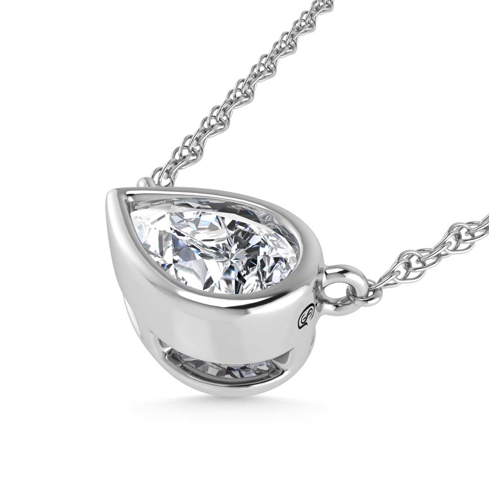 14K White Gold Lab Grown Diamond 1/2 Ct.Tw. Pear Shape Solitaire Necklace - 16 inches  Picasso Gold & Diamond Jewelry