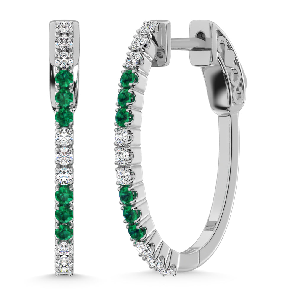 14K White Gold Lab Grown White and Emerald Diamond 5/8 Ct.Tw. Earrings  Picasso Gold & Diamond Jewelry