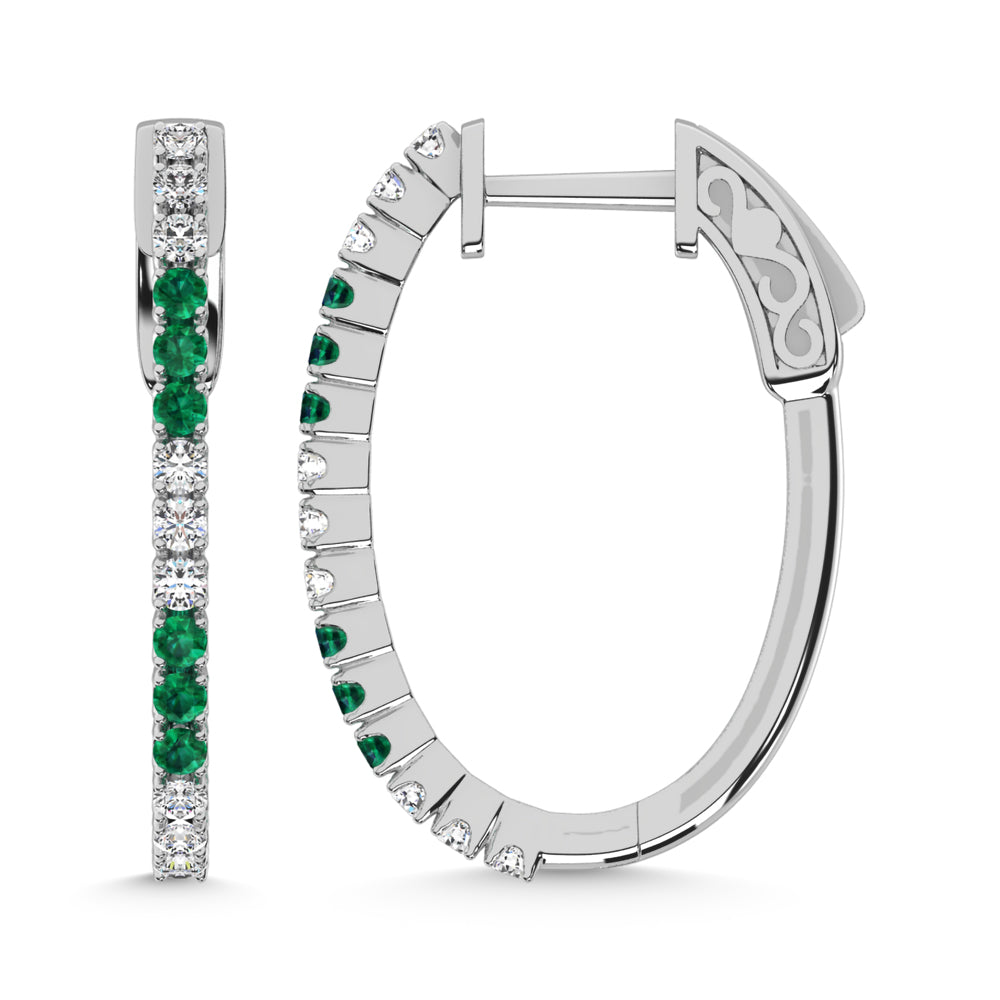 14K White Gold Lab Grown White and Emerald Diamond 5/8 Ct.Tw. Earrings  Picasso Gold & Diamond Jewelry