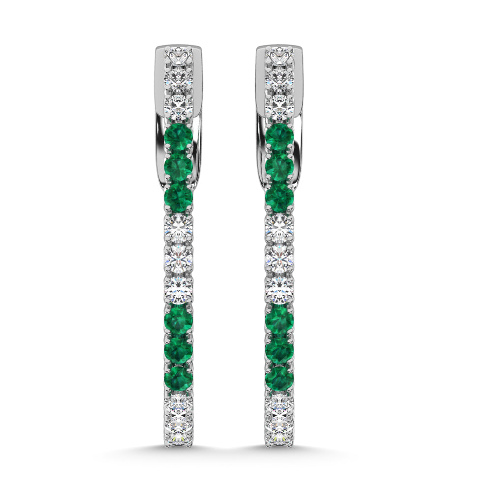 14K White Gold Lab Grown White and Emerald Diamond 5/8 Ct.Tw. Earrings  Picasso Gold & Diamond Jewelry