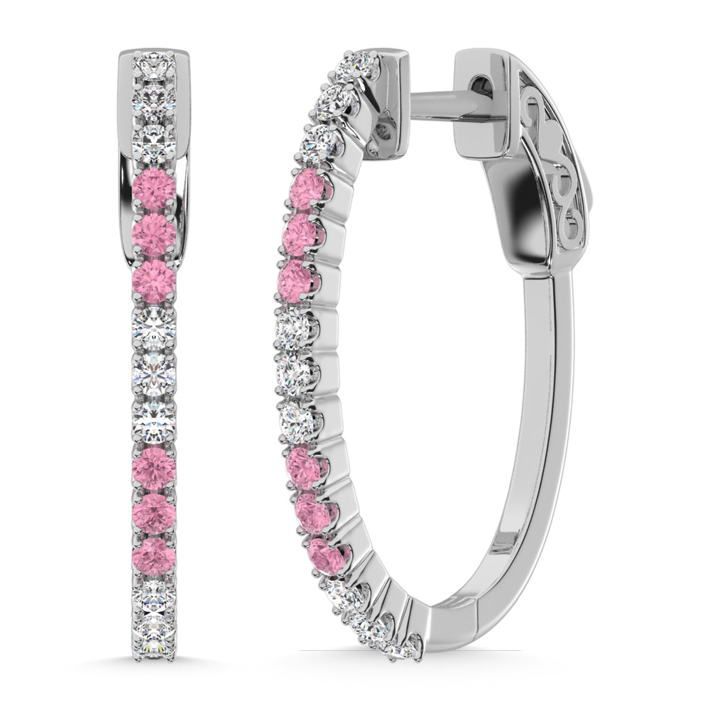 14K White Gold Lab Grown White and Pink Diamond 5/8 Ct.Tw. Earrings  Picasso Gold & Diamond Jewelry