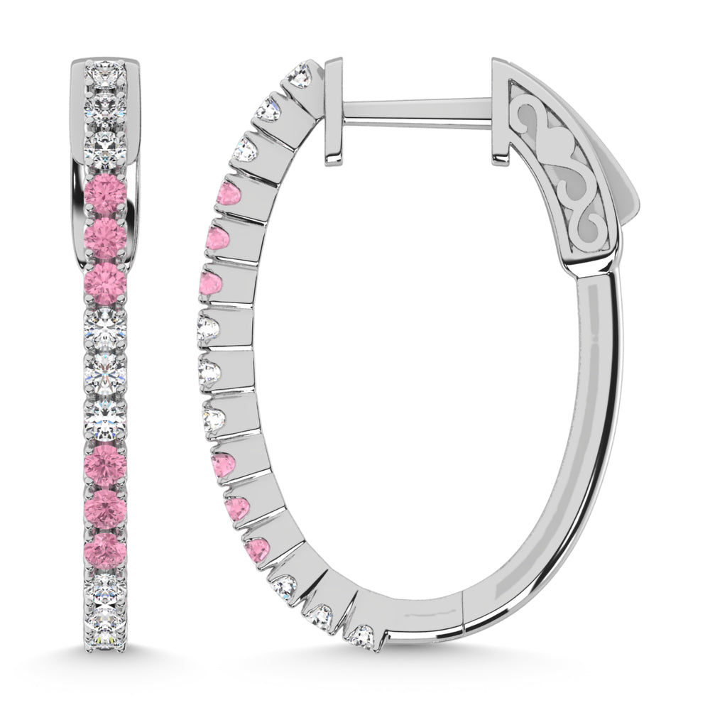 14K White Gold Lab Grown White and Pink Diamond 5/8 Ct.Tw. Earrings  Picasso Gold & Diamond Jewelry