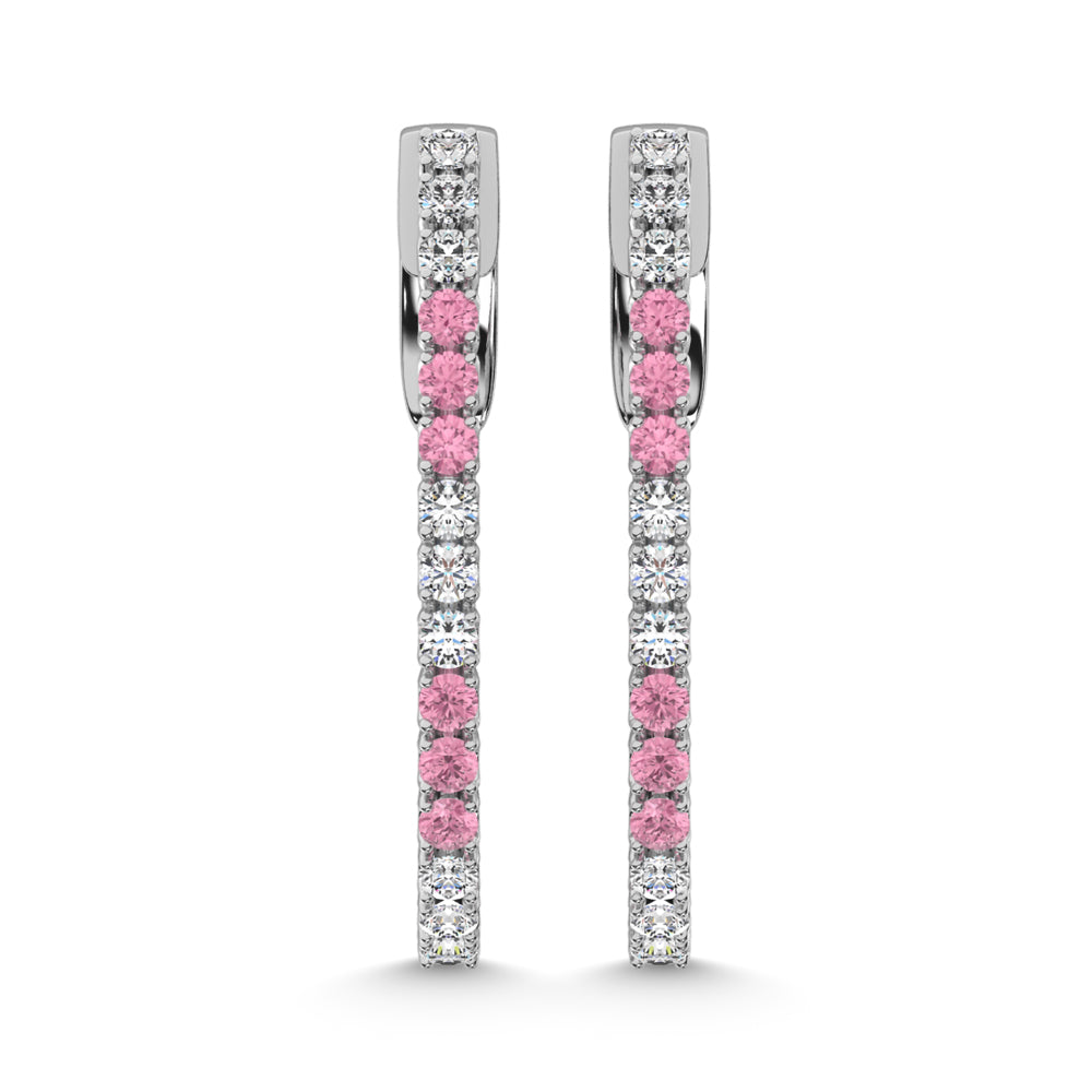 14K White Gold Lab Grown White and Pink Diamond 5/8 Ct.Tw. Earrings  Picasso Gold & Diamond Jewelry