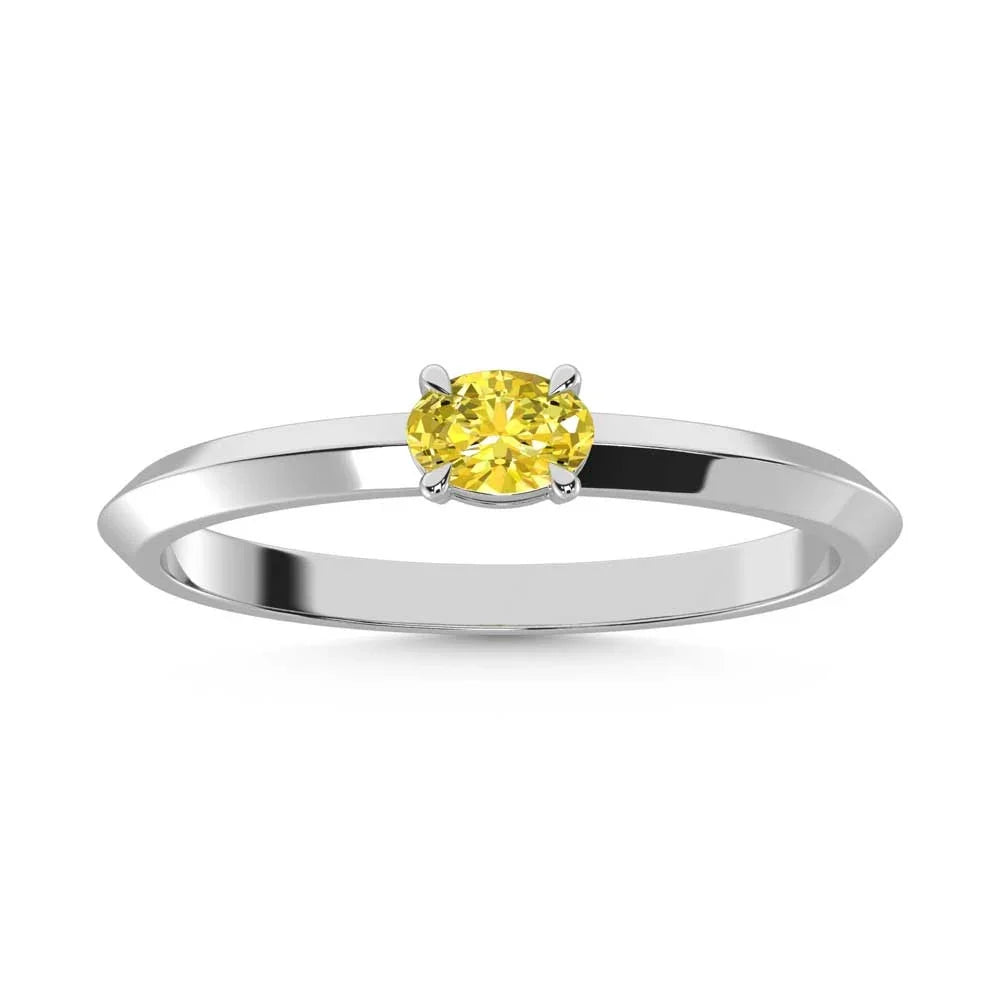 14K White Gold Oval Shape Yellow Lab Grown Diamond 1/5 ct. tw. Ring | Picasso Gold & Diamond