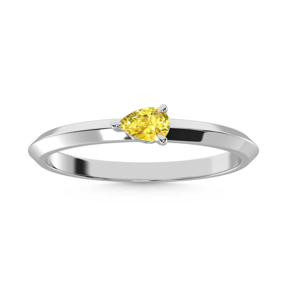14K White Gold Pear Shape Yellow Lab Grown Diamond 1/5 ct. tw. Ring | Picasso Gold & Diamond