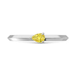 14K White Gold Pear Shape Yellow Lab Grown Diamond 1/5 ct. tw. Ring, detailed angle view