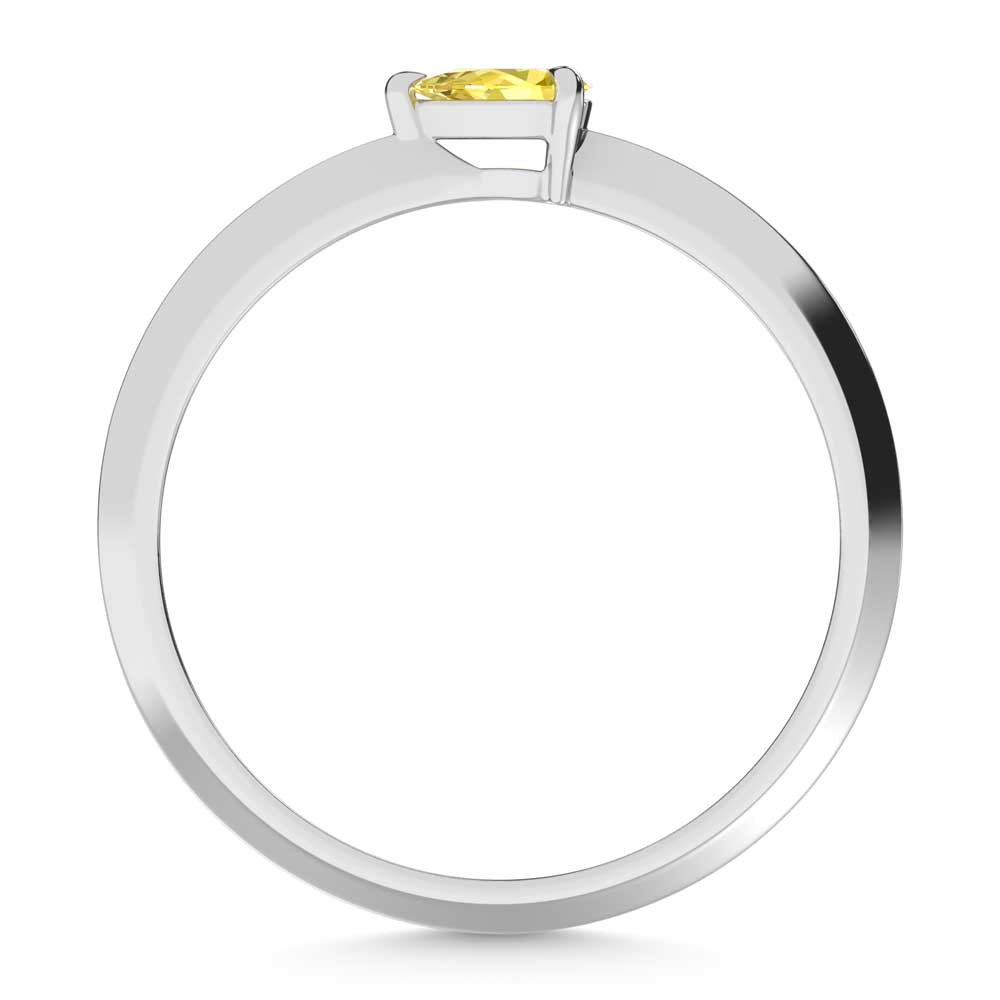 14K White Gold Pear Shape Yellow Lab Grown Diamond 1/5 ct. tw. Ring, close-up of the setting