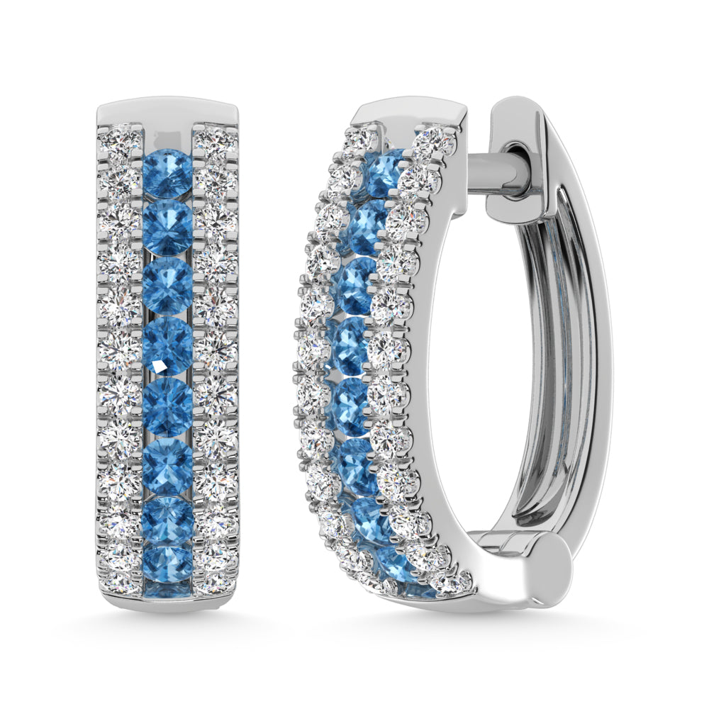 14K White Gold Lab Grown Diamond 1 Ct.Tw. Earrings (Center Row Blue Diamond)  Picasso Gold & Diamond Jewelry