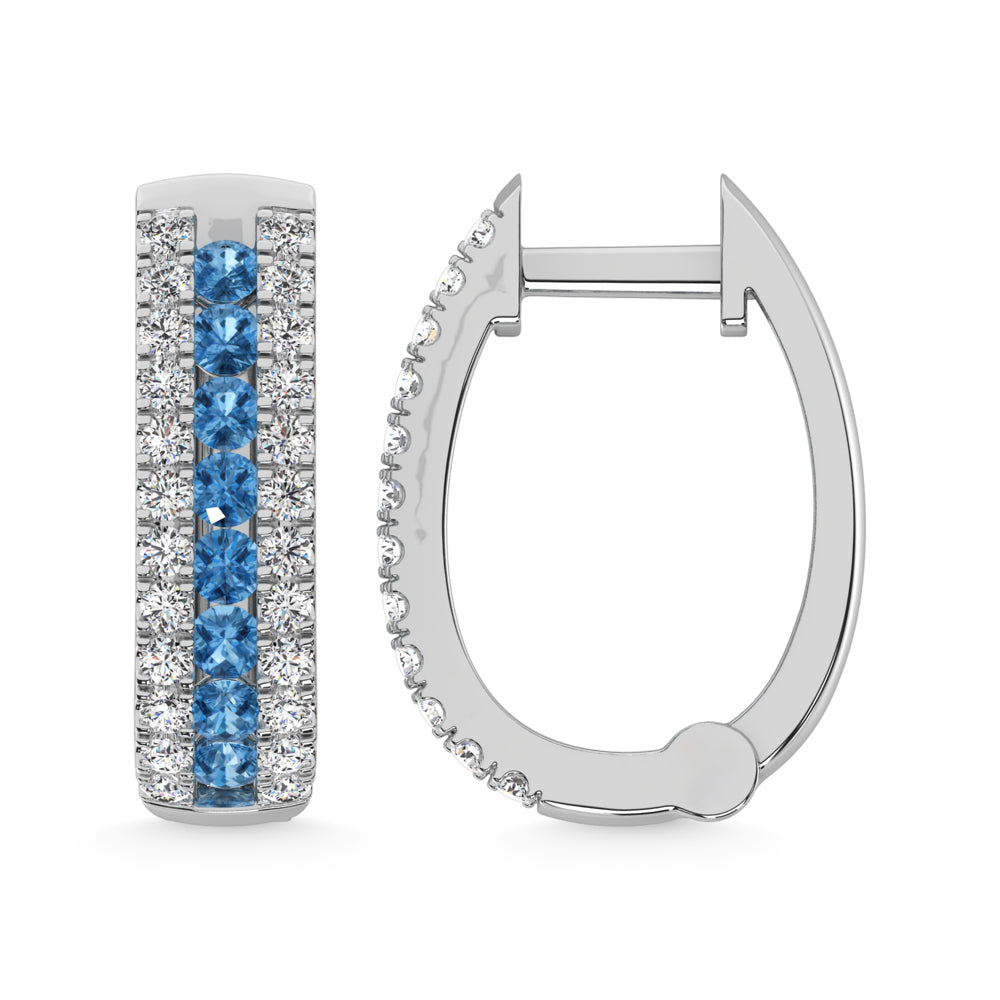 14K White Gold Lab Grown Diamond 1 Ct.Tw. Earrings (Center Row Blue Diamond)  Picasso Gold & Diamond Jewelry