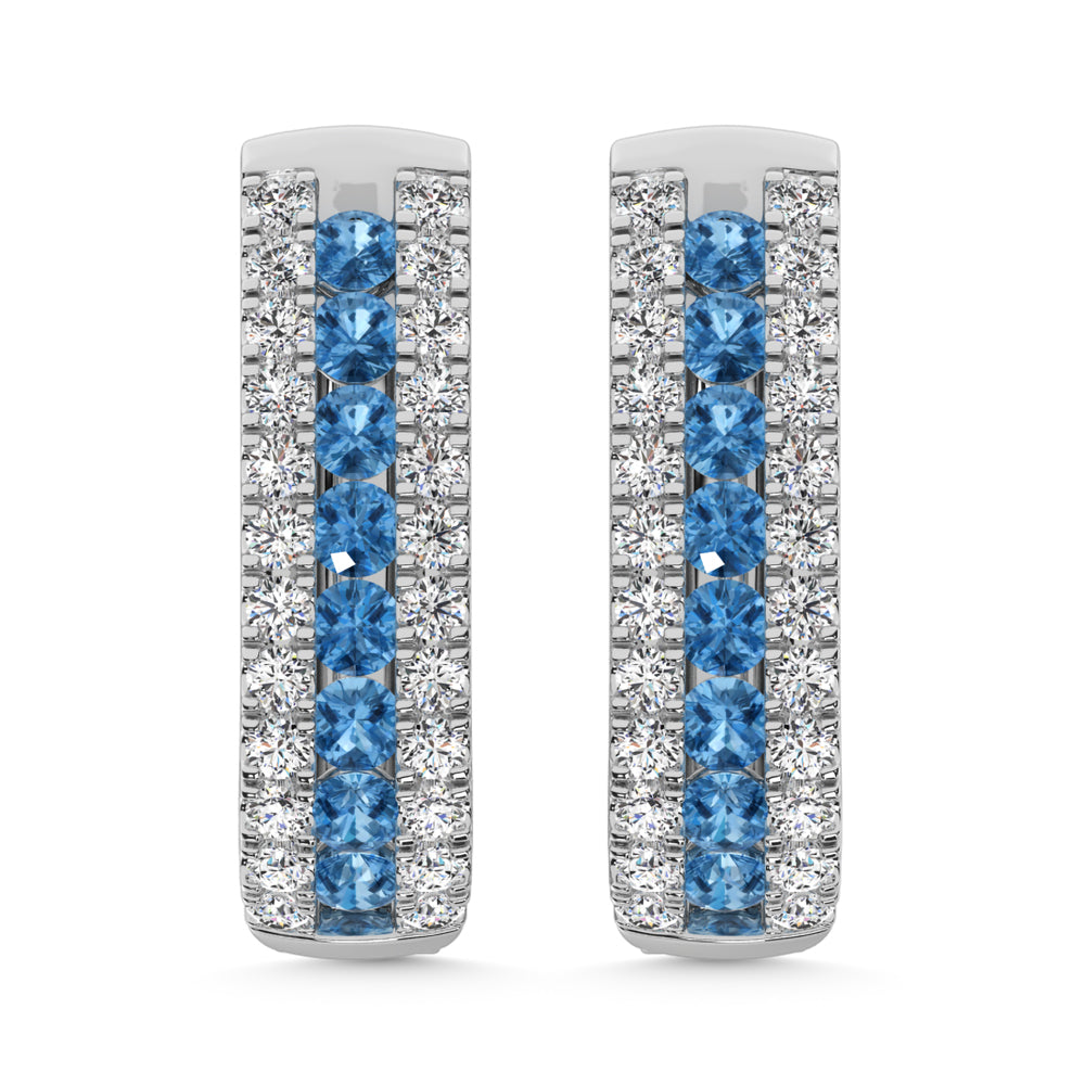 14K White Gold Lab Grown Diamond 1 Ct.Tw. Earrings (Center Row Blue Diamond)  Picasso Gold & Diamond Jewelry