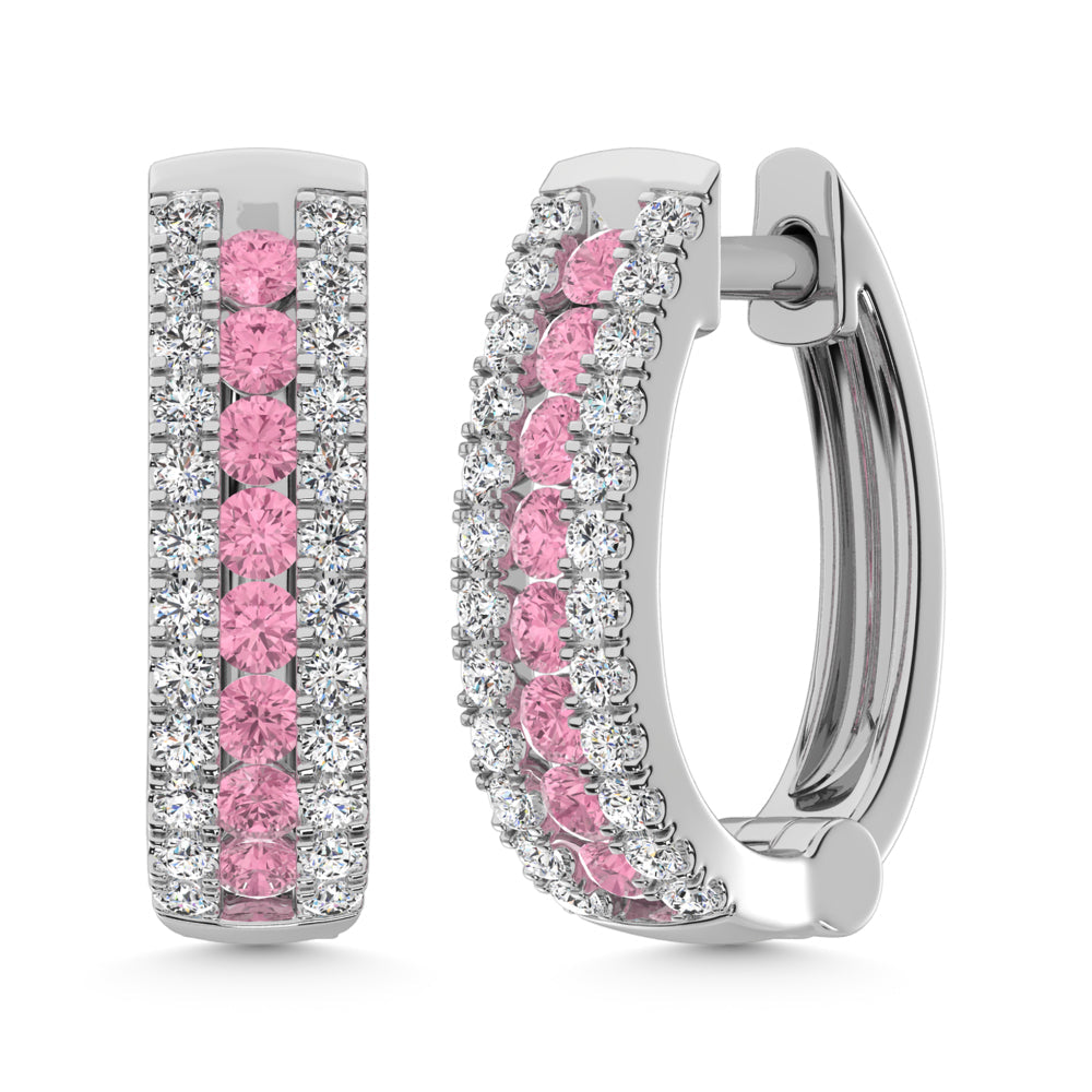 14K White Gold Lab Grown Diamond 1 Ct.Tw. Earrings (Center Row Pink Diamond)  Picasso Gold & Diamond Jewelry