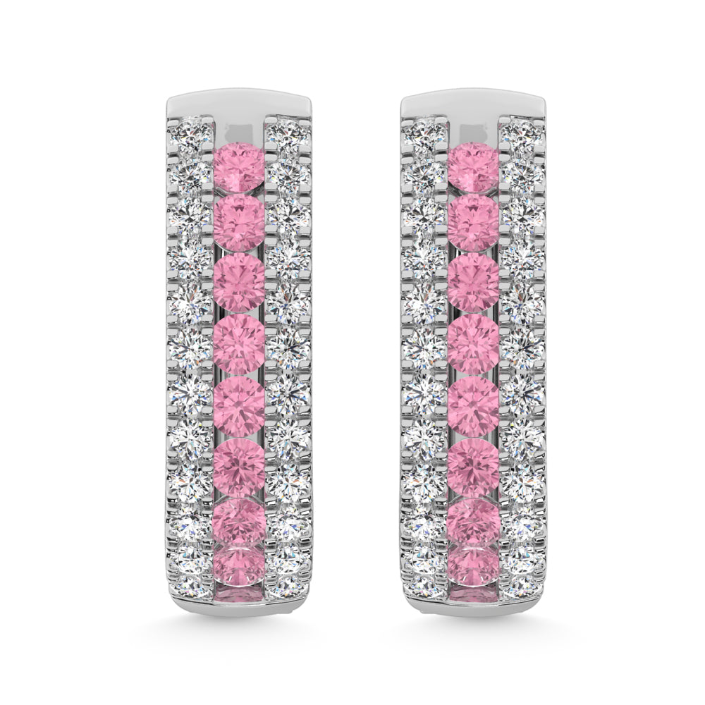 14K White Gold Lab Grown Diamond 1 Ct.Tw. Earrings (Center Row Pink Diamond)  Picasso Gold & Diamond Jewelry