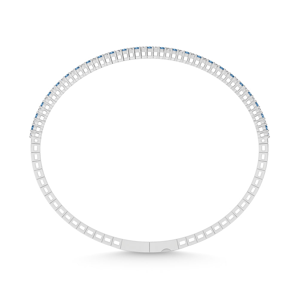 14K White Gold 1 Ct.Tw. Alternate Blue and White Labgrown Diamond Flexi Bangle