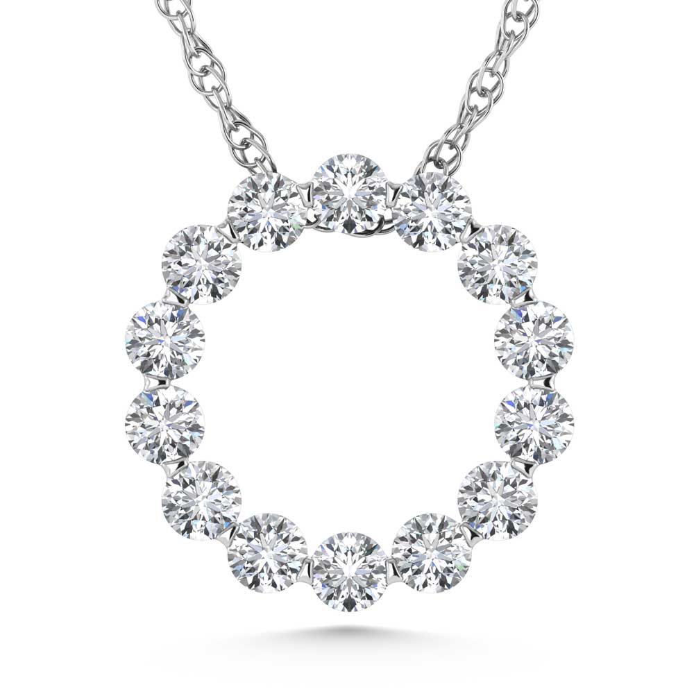 14K White Gold Lab Grown Diamond 1 Ct.Tw. Circle Pendant  Picasso Gold & Diamond Jewelry