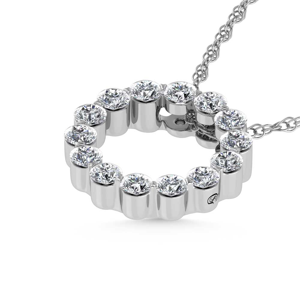 14K White Gold Lab Grown Diamond 1 Ct.Tw. Circle Pendant  Picasso Gold & Diamond Jewelry