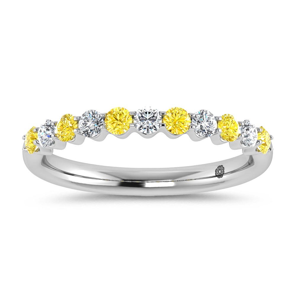 14K White Gold Alternate Lab Grown Yellow and White Diamond 1/2 ct. tw. Stackable Band | Picasso Gold & Diamond