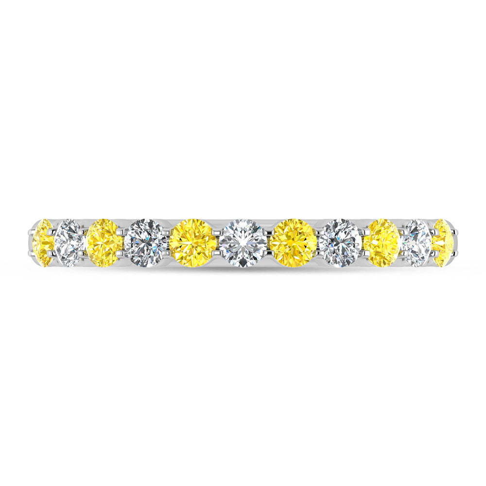 14K White Gold Alternate Lab Grown Yellow and White Diamond 1/2 ct. tw. Stackable Band, side profile view showing the band