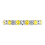 14K White Gold Alternate Lab Grown Yellow and White Diamond 1/2 ct. tw. Stackable Band, side profile view showing the band