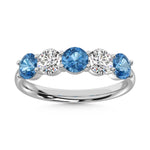 14K White Gold 1 1/2 ct. tw. 5 Stone Alternate White and Blue Lab Grown Diamond Band | Picasso Gold & Diamond