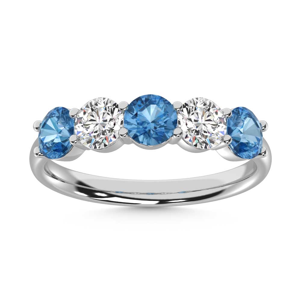 14K White Gold 1 1/2 ct. tw. 5 Stone Alternate White and Blue Lab Grown Diamond Band | Picasso Gold & Diamond