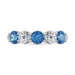 14K White Gold 1 1/2 ct. tw. 5 Stone Alternate White and Blue Lab Grown Diamond Band, side profile view showing the band